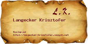 Langecker Krisztofer névjegykártya